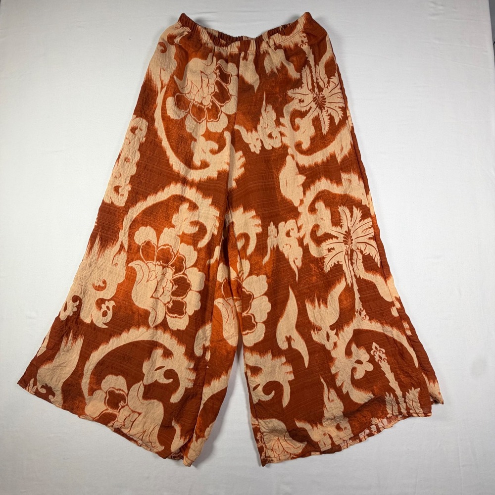 Sam and Jess Wide Leg Pants Tropical Boho Kids Size S Orange Floral Excellent